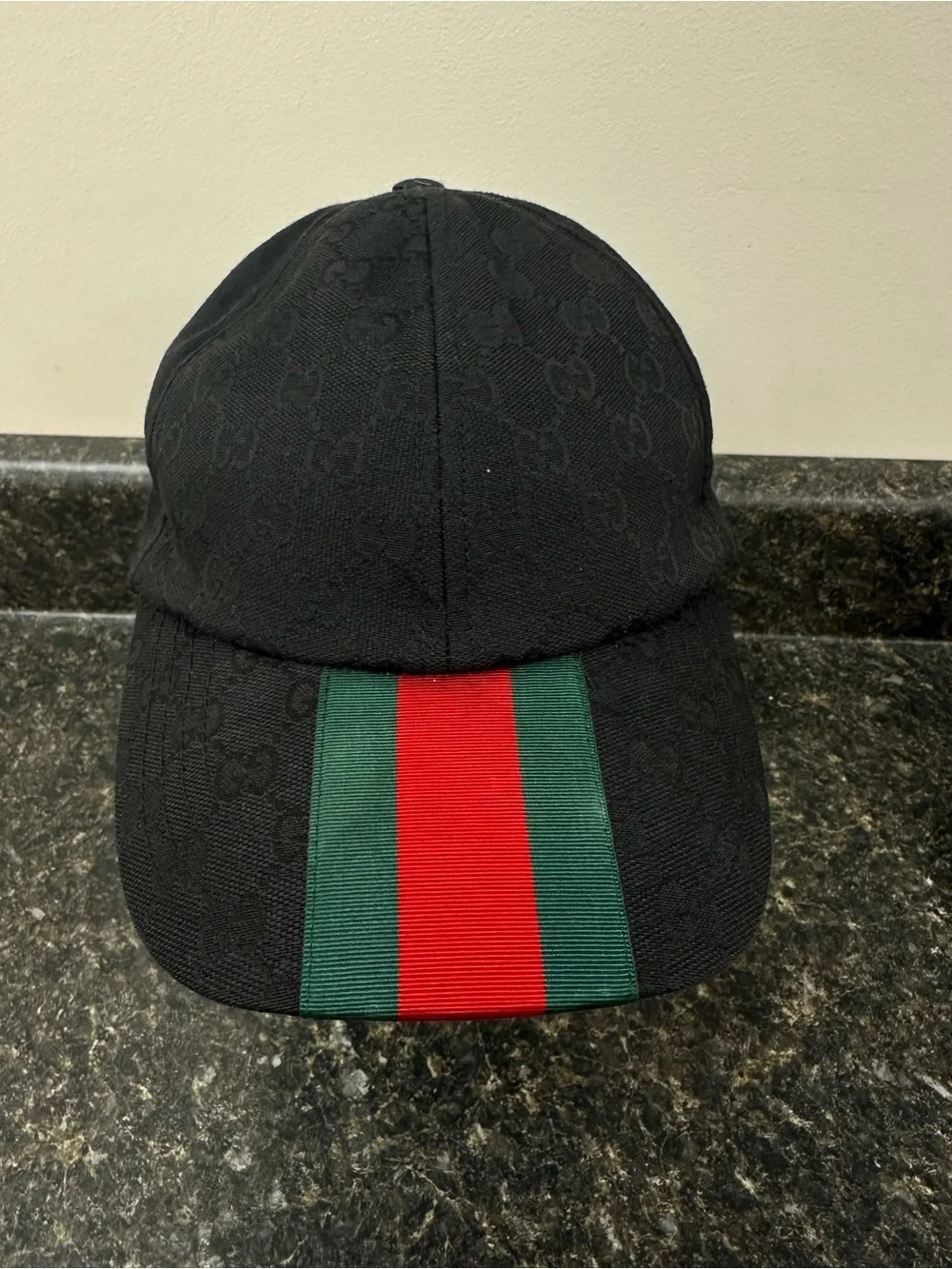 Gucci Black Baseball Cap with Red & Green Center Stripe